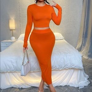 2-piece crop top and pencil skirt